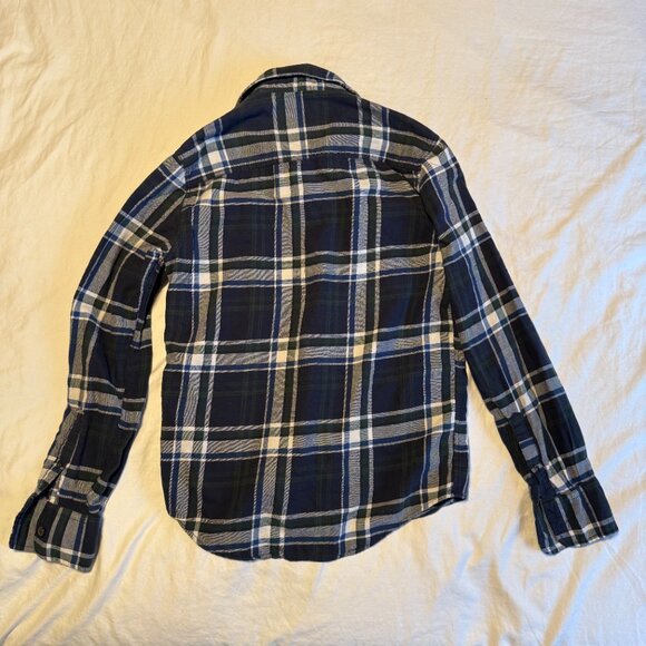 Aeropostale Women's Plaid Grunge Navy, Green, and White Button Down XS - Picture 2 of 6